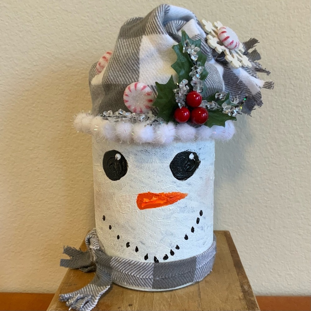Handmade Snowman Jar with Fairy Lights – Holiday Décor Gift
